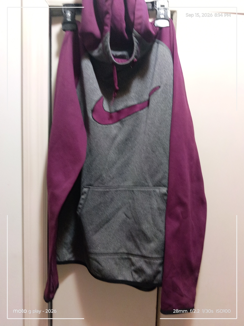Nike Men's Gray & Purple Performance Pullover Hoodie